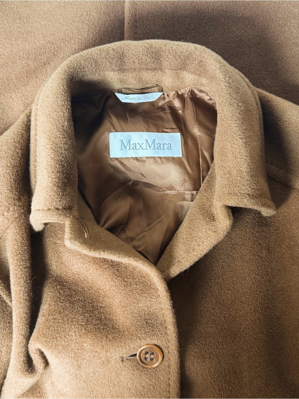 Max Mara Vintage 90s Camel Wool Cashmere Short Coat - White Tag Made in Italy - Picture 5 of 11